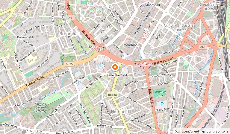 Map showing the location of Tabby Teas in Sheffield