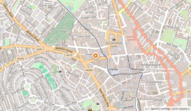 Map showing the location of Tap & Tumbler in Nottingham