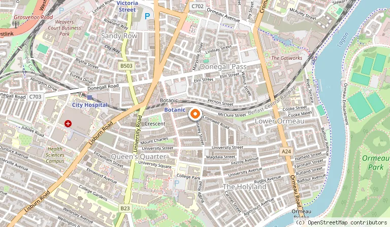 Map showing the location of Tara Lodge in Belfast
