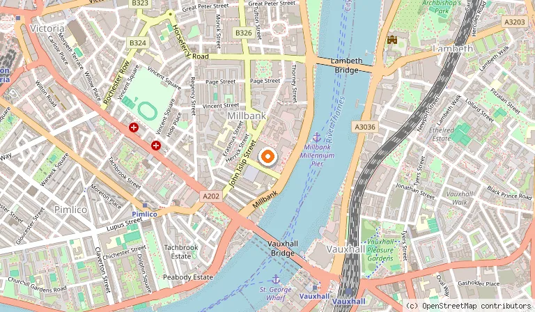 Map showing the location of Tate Britain in London