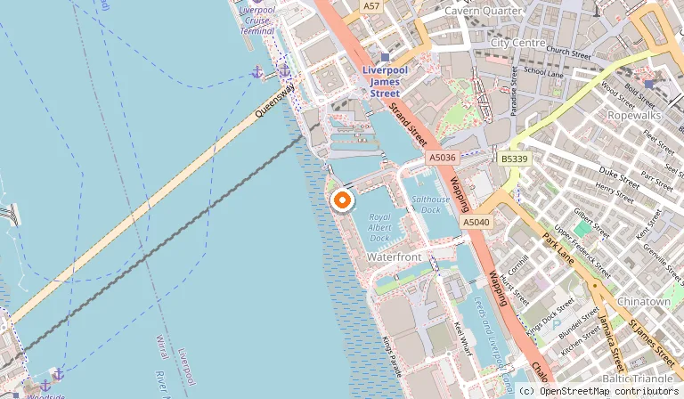 Map showing the location of Tate Liverpool in Liverpool