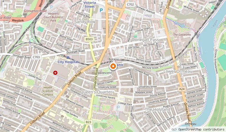 Map showing the location of The 1852 Hotel - Self Check-in in Belfast
