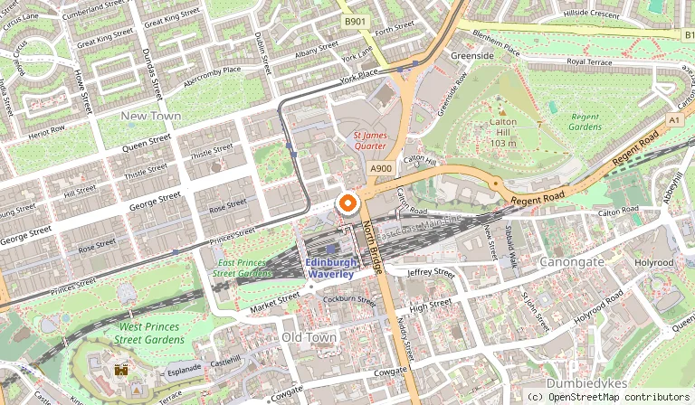 Map showing the location of The Balmoral Hotel in Edinburgh