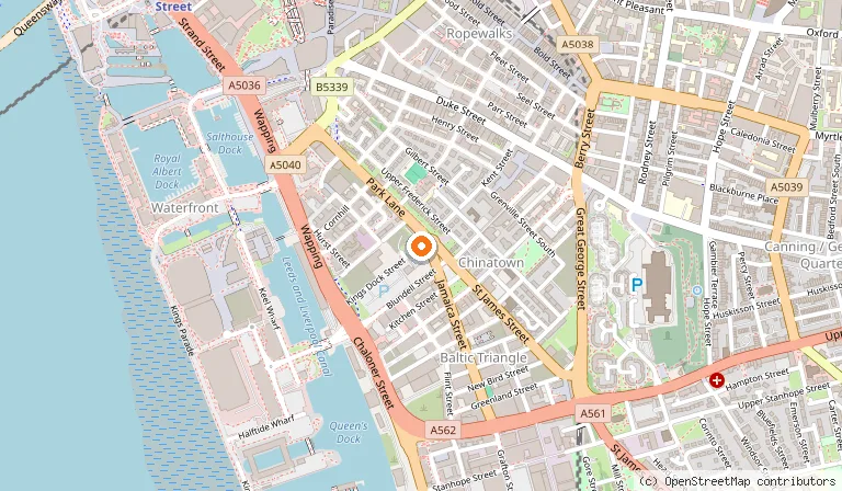 Map showing the location of The Baltic Hotel in Liverpool