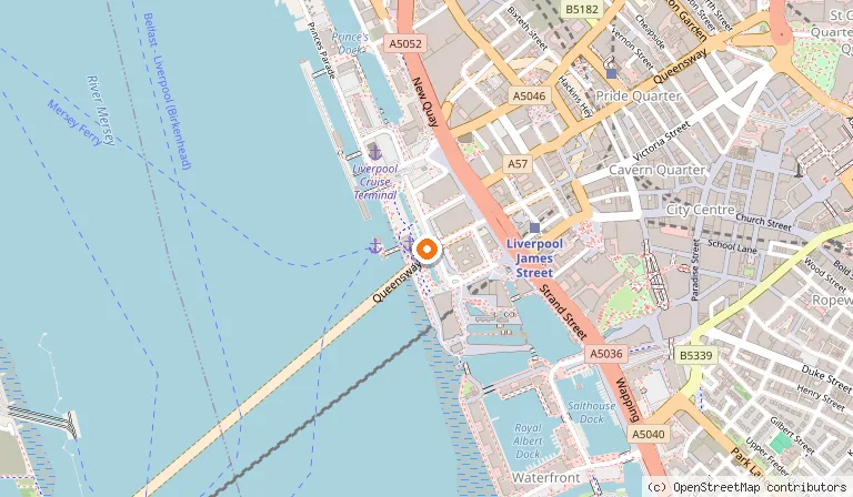 Map showing the location of The Beatles Statue in Liverpool