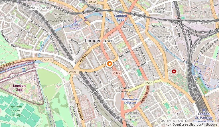 Map showing the location of The Blues Kitchen - Camden in London
