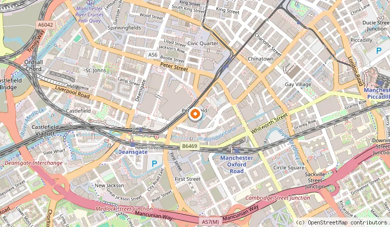 Map showing the location of The Bridgewater Hall in Manchester