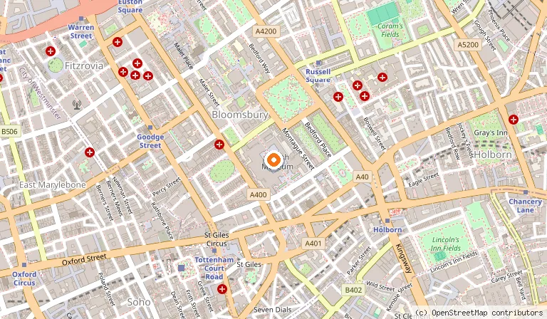 Map showing the location of The British Museum in London
