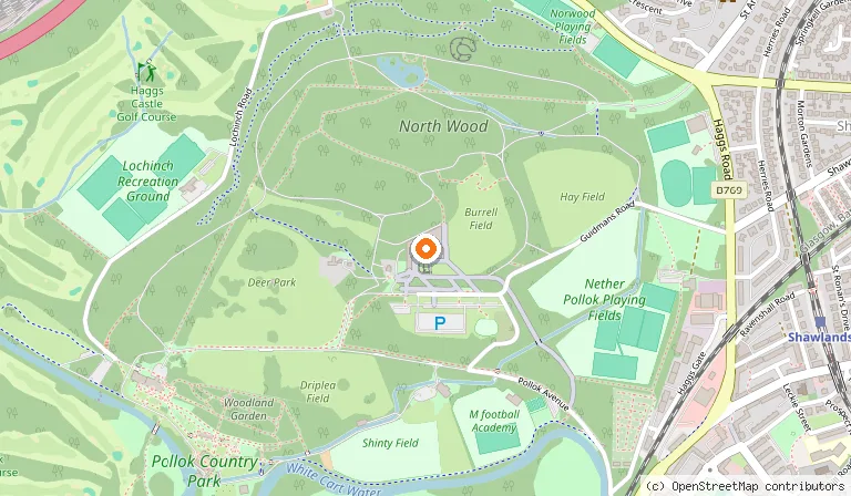 Map showing the location of The Burrell Collection in Glasgow