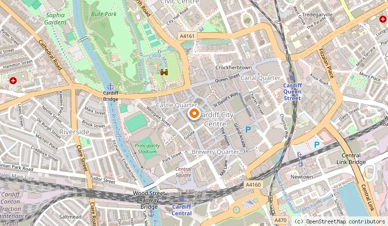 Map showing the location of The Cardiff Market in Cardiff