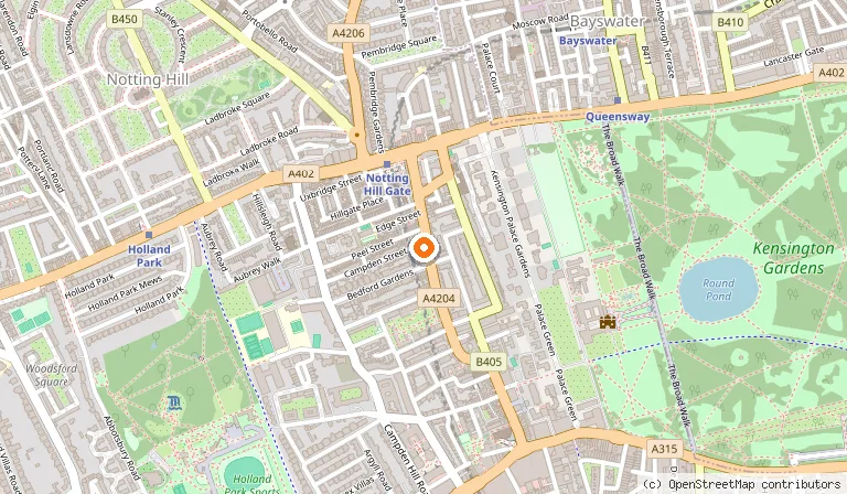 Map showing the location of The Churchill Arms, Kensington in London