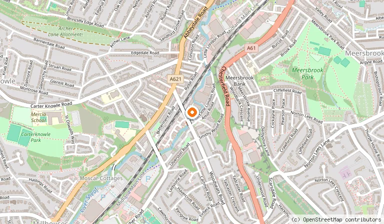 Map showing the location of The Climbing Works in Sheffield
