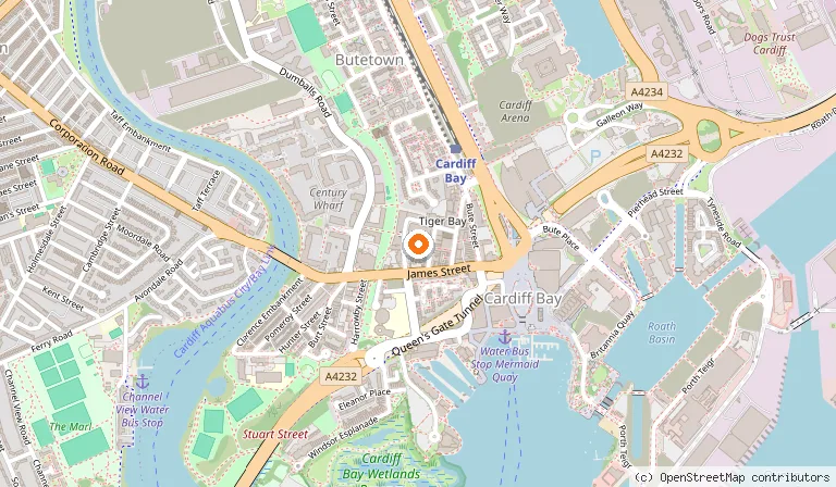 Map showing the location of The Coal Exchange Hotel in Cardiff