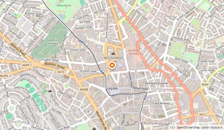 Map showing the location of The Cornerhouse in Nottingham