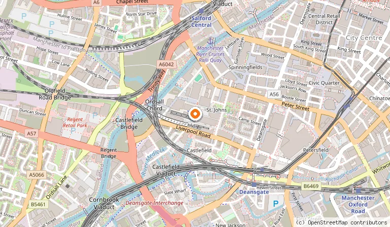 Map showing the location of The Crystal Maze in Manchester