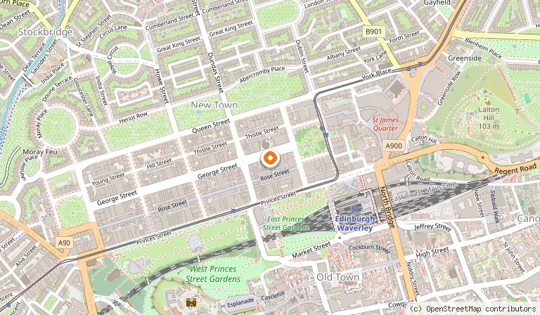Map showing the location of The Dome in Edinburgh