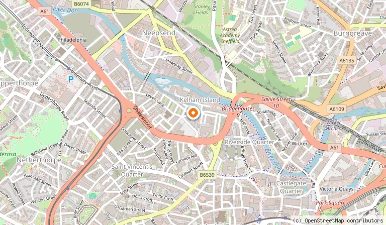 Map showing the location of The Fat Cat in Sheffield
