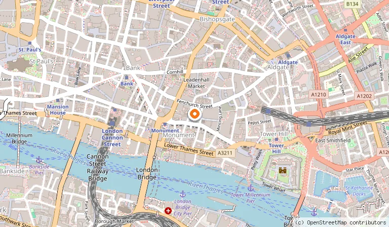 Map showing the location of The Fenchurch Building (The Walkie-Talkie) in London