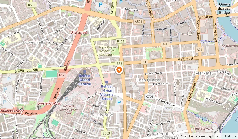 Map showing the location of The Fitzwilliam Hotel Belfast in Belfast