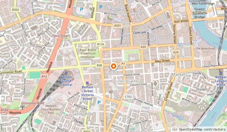 Map showing the location of The Flint Hotel in Belfast