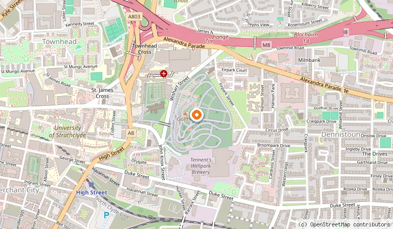 Map showing the location of The Glasgow Necropolis in Glasgow