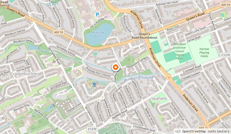 Map showing the location of The Gordon Highlanders Museum in Aberdeen
