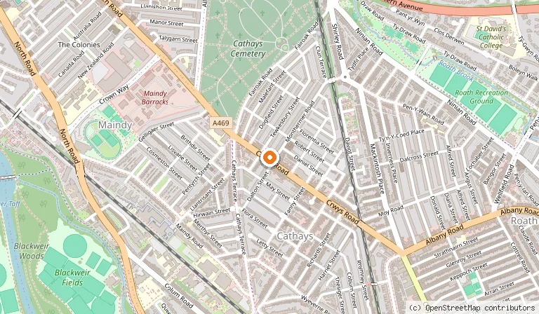 Map showing the location of The Hellenic Eatery in Cardiff