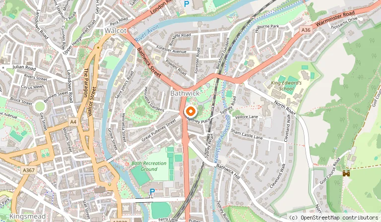 Map showing the location of The Holburne Museum in Bath