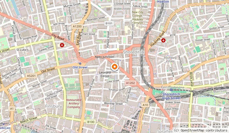 Map showing the location of The Hoxton Shoreditch in London