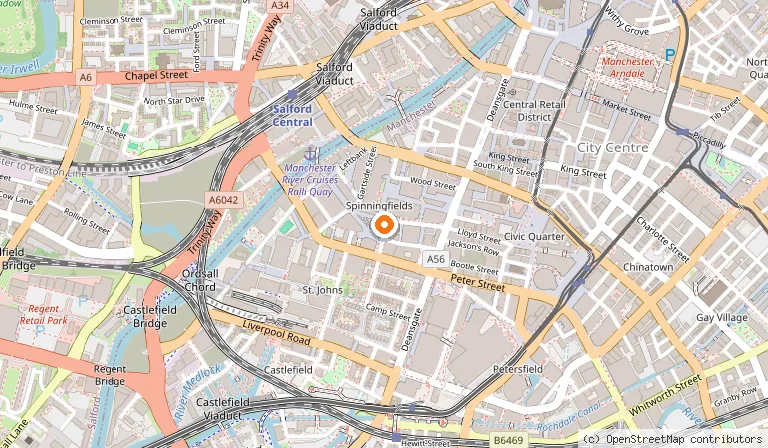 Map showing the location of The Ivy Brasserie, Spinningfields in Manchester
