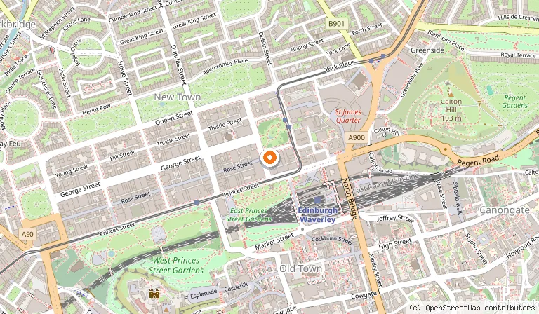 Map showing the location of The Ivy on the Square in Edinburgh