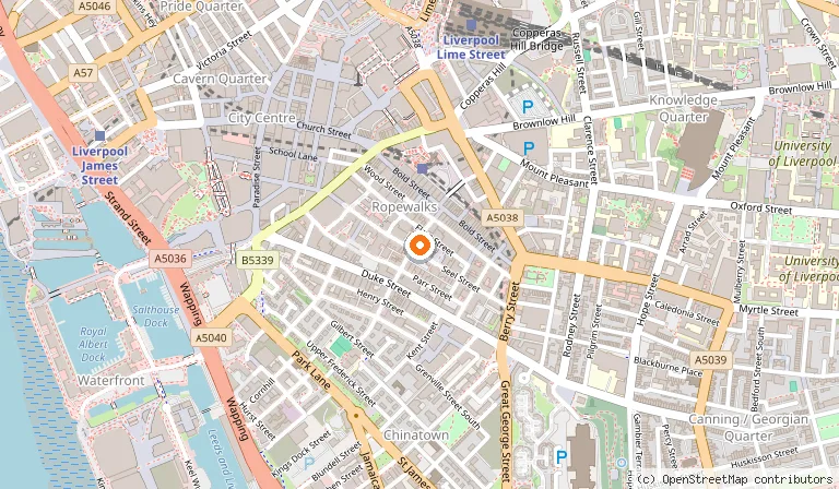 Map showing the location of The Jacaranda in Liverpool