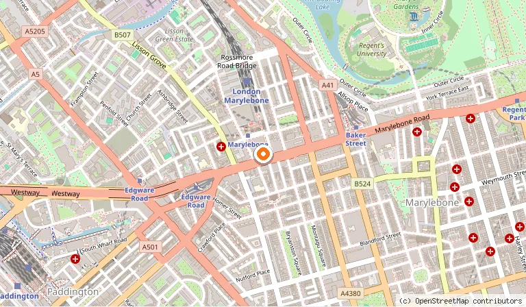 Map showing the location of The Landmark London in London