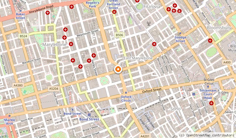 Map showing the location of The Langham, London in London