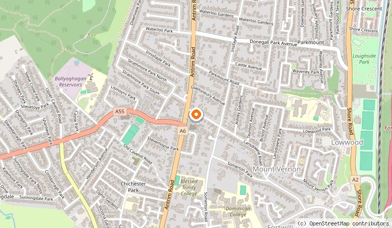 Map showing the location of The Lansdowne Hotel in Belfast