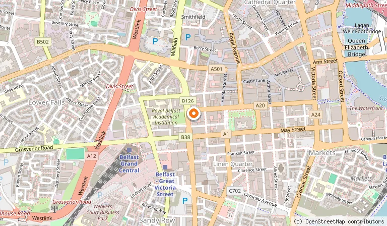 Map showing the location of The Lantern Restaurant in Belfast
