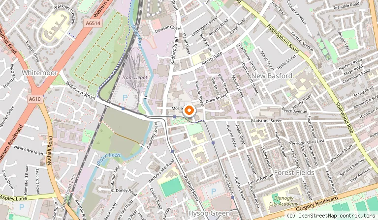 Map showing the location of The Lion at Basford in Nottingham