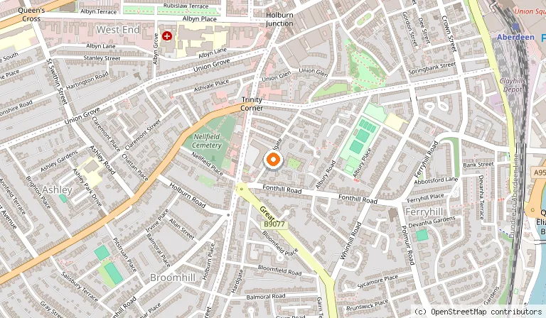 Map showing the location of The Locked Door Escape Games in Aberdeen
