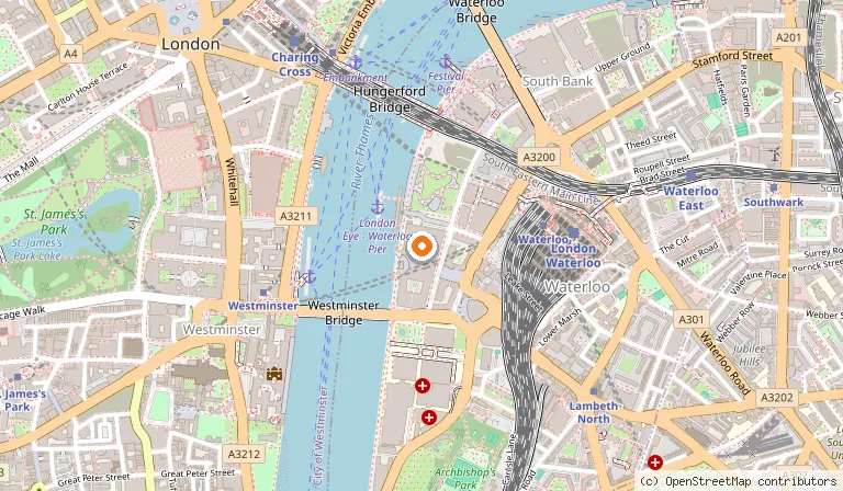 Map showing the location of The London Dungeon in London
