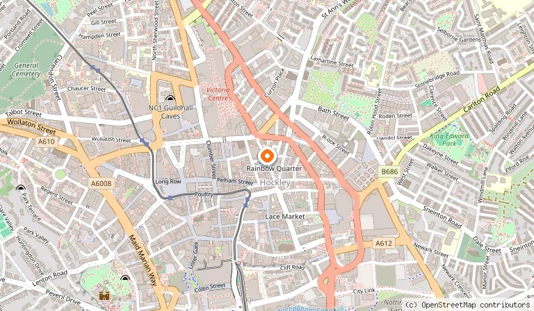 Map showing the location of The Lord Roberts in Nottingham