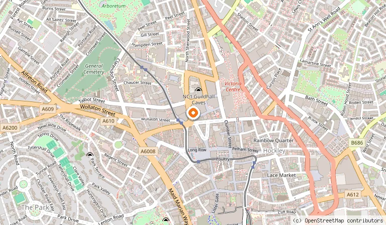Map showing the location of The Lost City Adventure Golf in Nottingham