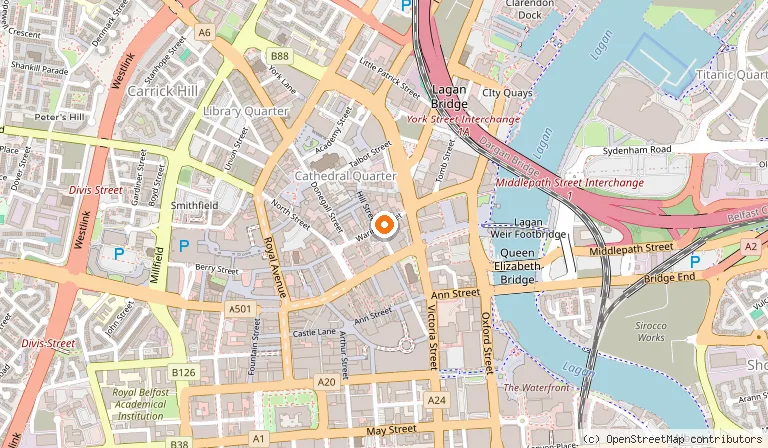 Map showing the location of The Merchant Hotel in Belfast