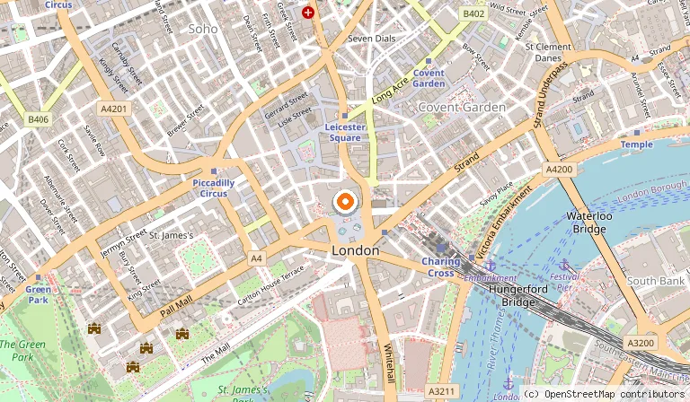 Map showing the location of The National Gallery in London