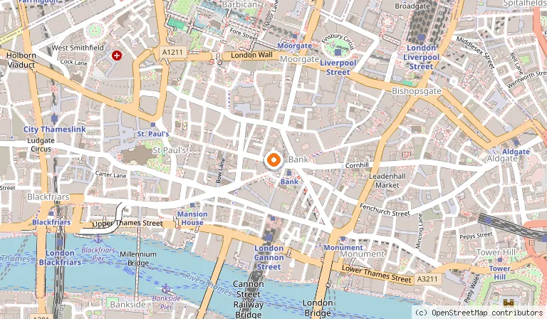 Map showing the location of The Ned in London