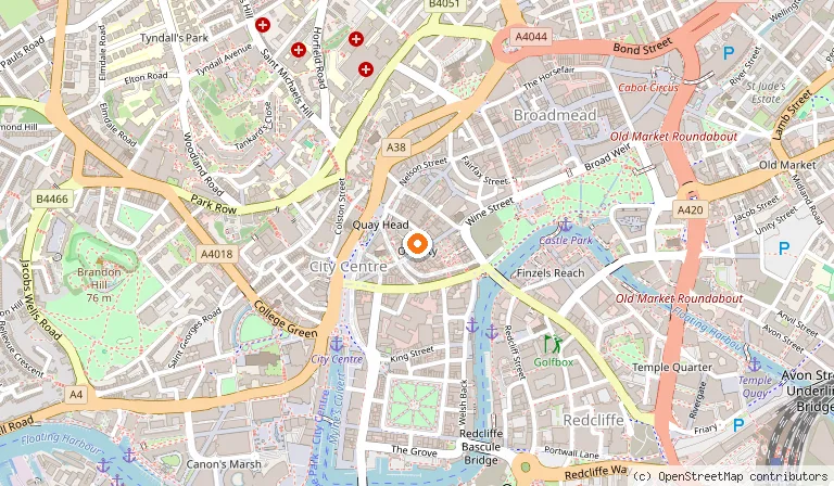 Map showing the location of The Ox in Bristol