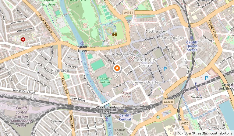 Map showing the location of The Parkgate Hotel in Cardiff
