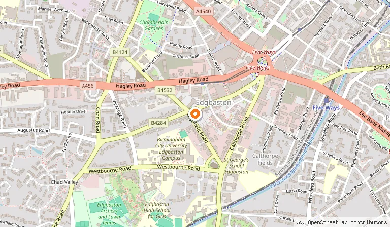 Map showing the location of The Physician in Birmingham