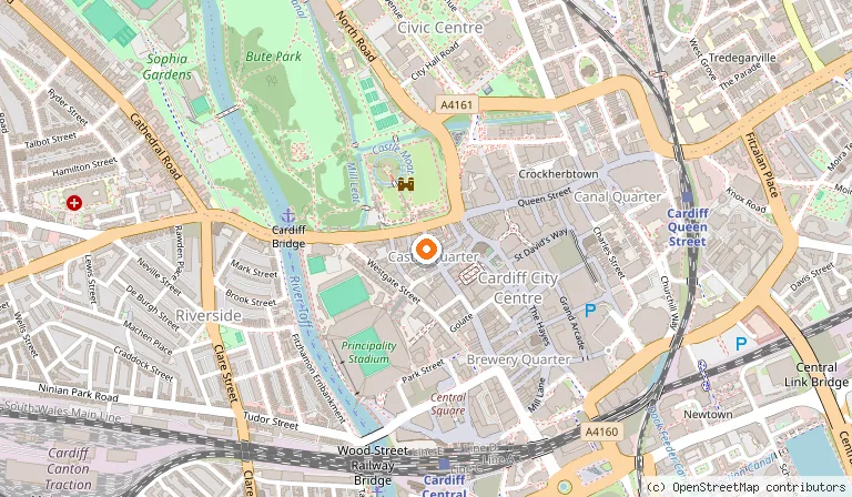 Map showing the location of The Potted Pig in Cardiff