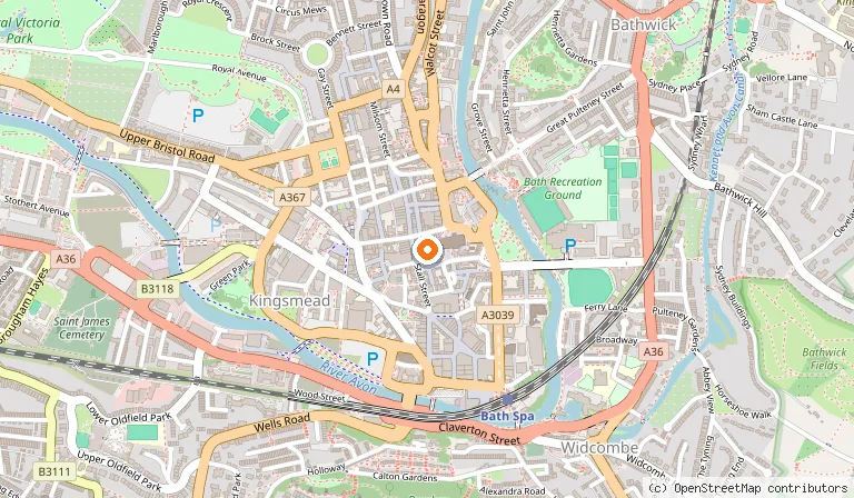 Map showing the location of The Pump Room Restaurant in Bath