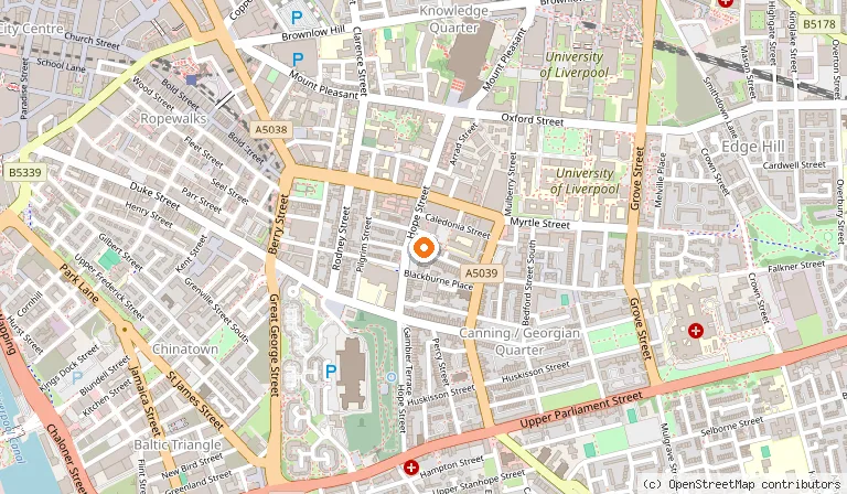 Map showing the location of The Quarter in Liverpool